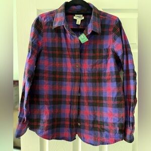 LL Bean Women’s 100% Cotton Flannel Button Down Medium Petite NWT